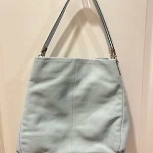 Elegant Light Blue Leather Tote Bag